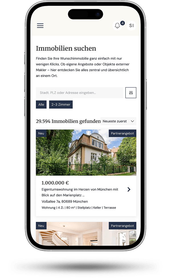 Passende Immobilie finden im Eigentümerportal