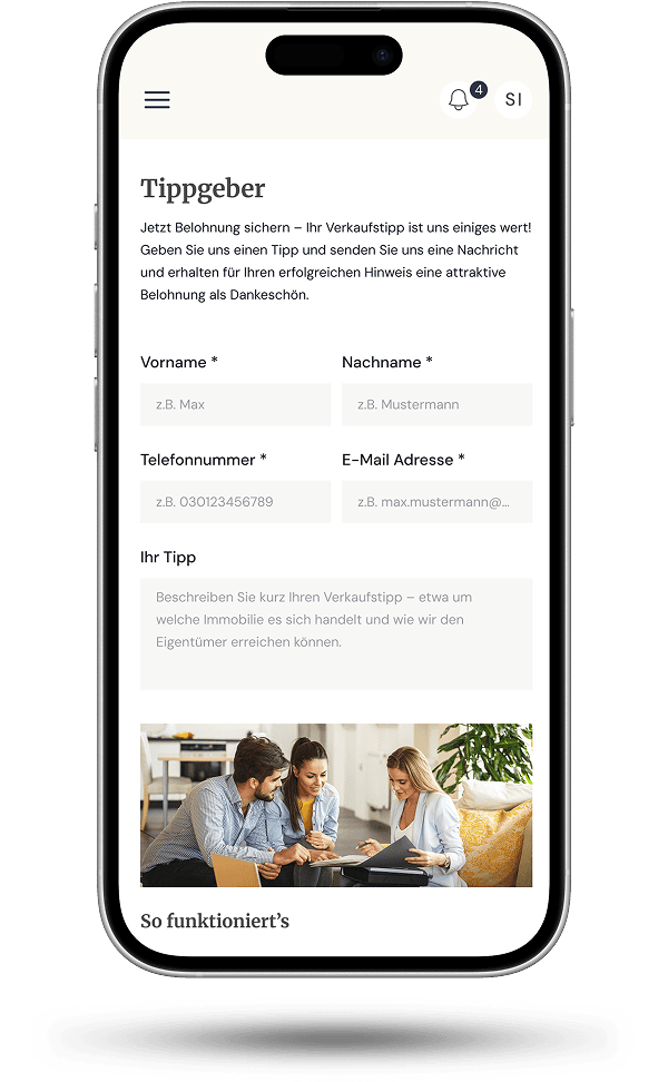 Tipp geben und profitieren im Eigentümerportal